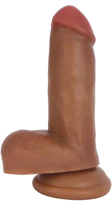 textured double-ended dildo-Jock Dark Bareskin Dildo With Balls - Inch