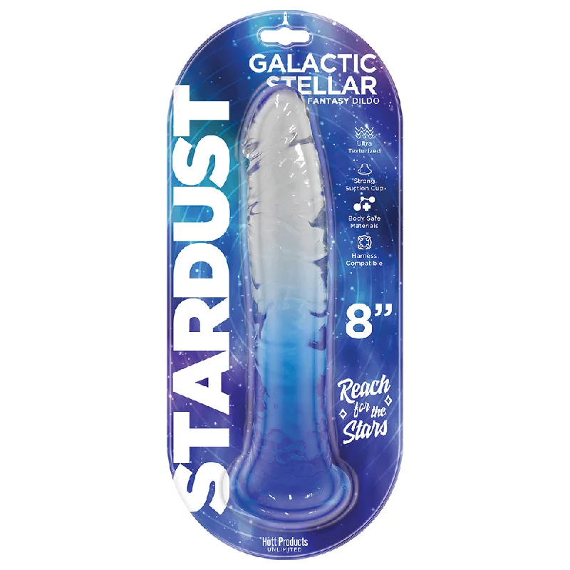 glass anal dildo-Stardust Galactic Stellar Textured 8 in. Jelly Fantasy Dildo Crystal Blue