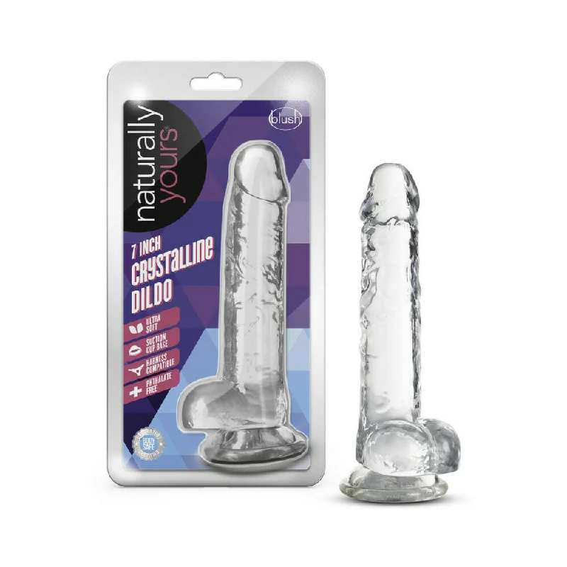 vibrating green dildo-Blush Naturally Yours Crystalline 7 in. Dildo with Balls & Suction Cup Diamond