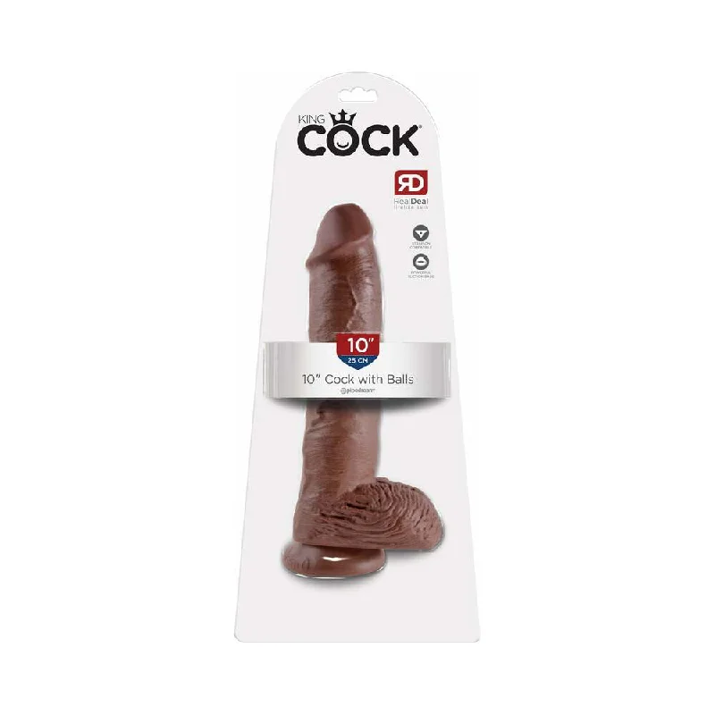 advanced dildo-King Cock 10 in. Cock With Balls Realistic Suction Cup Dildo Brown