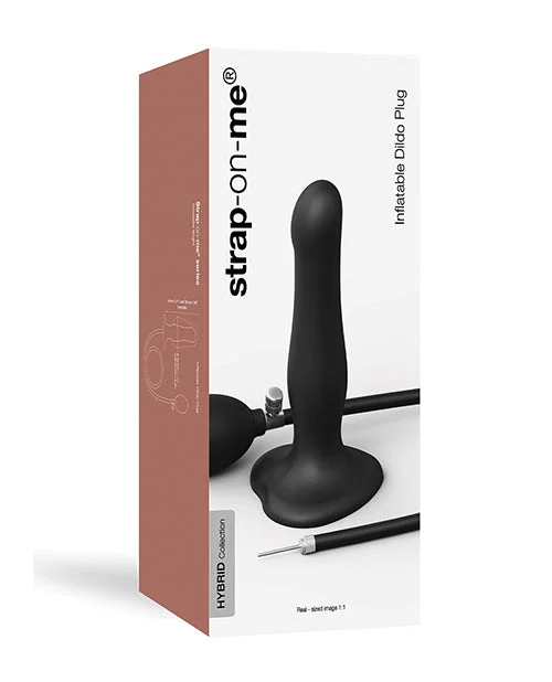 thick rechargeable dildo-Strap On Me Inflatable Dildo Plug - Black