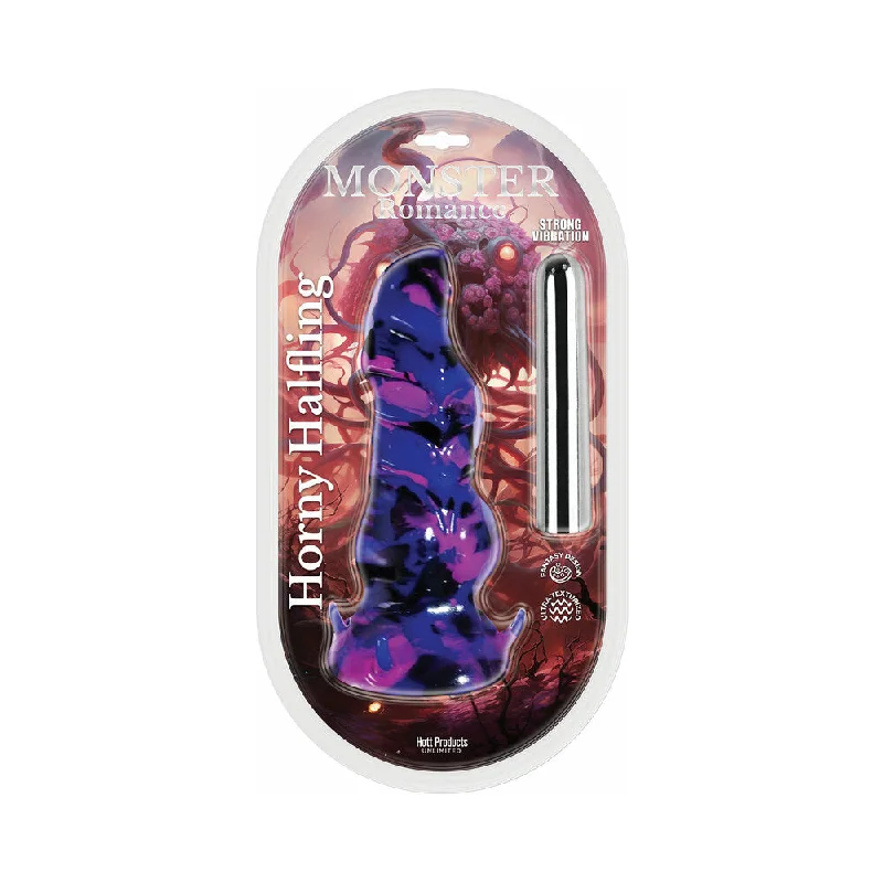 thin portable dildo-Monster Romance Horny Halfling with Vibrating Bullet Silicone Dildo 7 in.