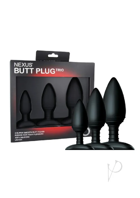 Anal toys for beginners-Butt Plug Trio 3 Set Black