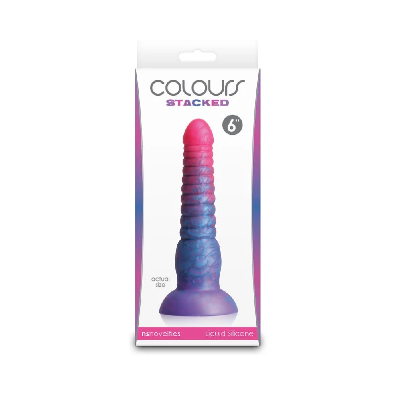 textured thrusting dildo-Colours Stacked 6 in. Dildo Pink/Blue