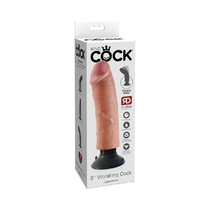 lifelike dildo-King Cock 8 in. Vibrating Cock Poseable Dildo With Suction Cup Beige