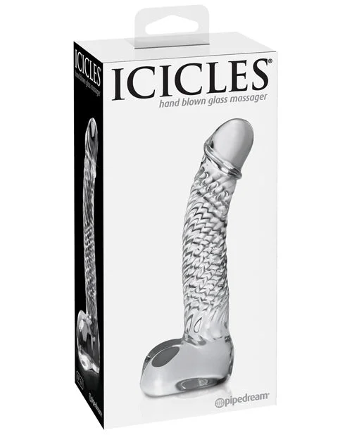 smooth discreet dildo-Icicles No. 61 Hand Blown Glass G Spot Dong - Clear