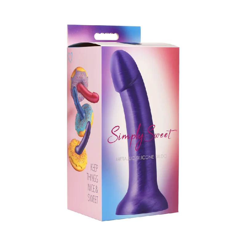 rubber lifelike dildo-Simply Sweet 7 in. Metallic Silicone Dildo Purple