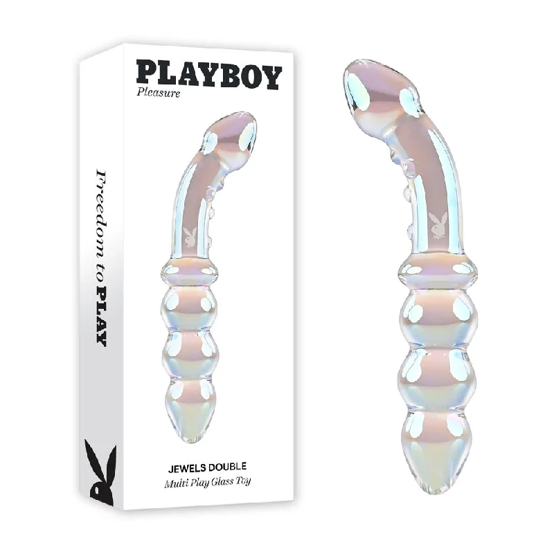 green heated dildo-Playboy Pleasure JEWELS DOUBLE Glass Dildo and Butt Plug