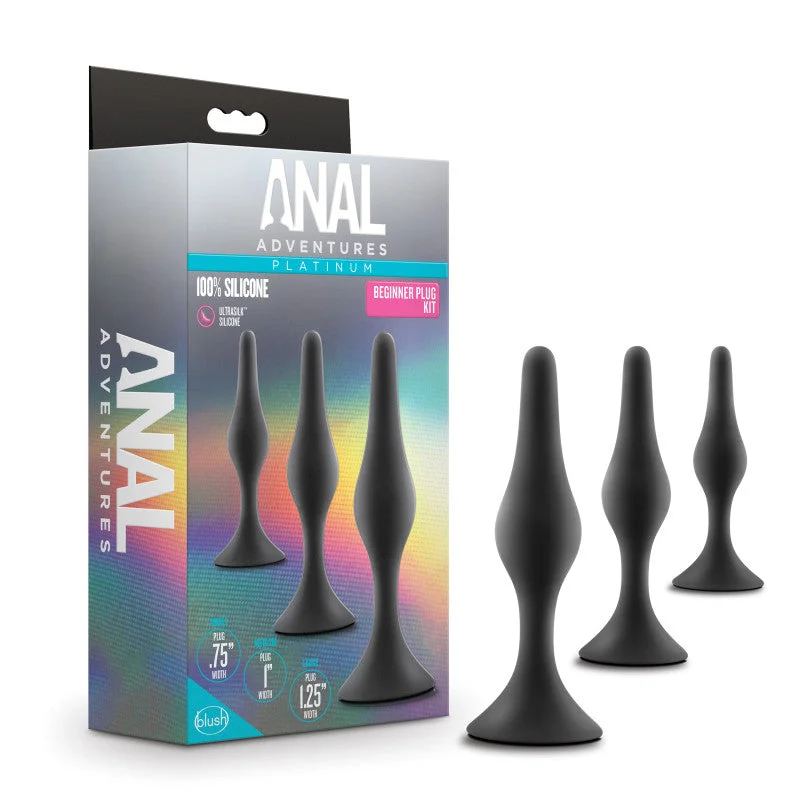 Anal toys with long lifespan-Anal Adventures Platinum Silicone Beginner Butt Plug Kit