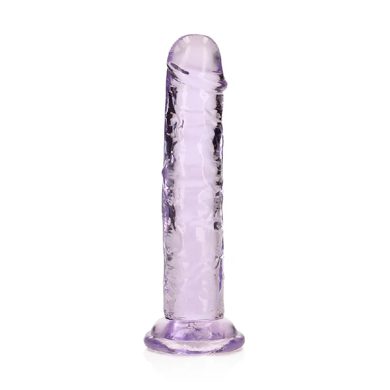 advanced hands-free dildo-RealRock Crystal Clear Straight 6 in. Dildo Without Balls Purple