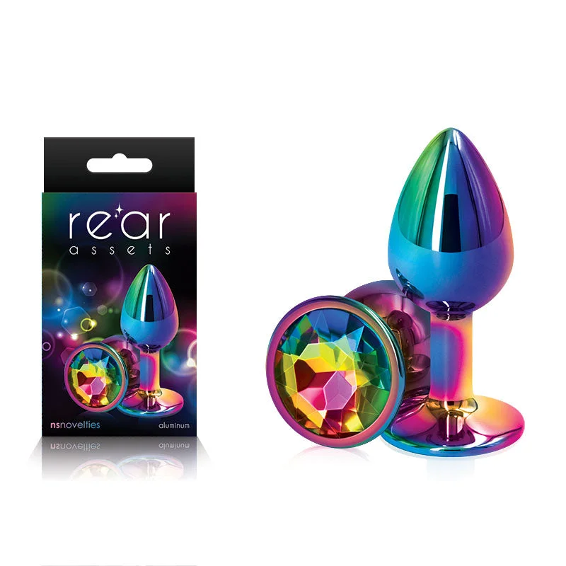 Anal toys with adjustable settings-Rear Assets Multi Coloured Small Butt Plug Rainbow