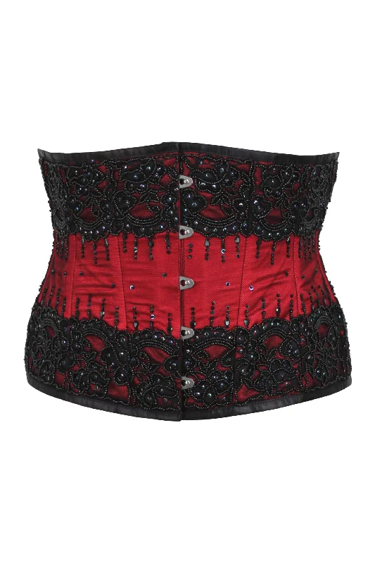 corset with side zipper-BURGUNDY COUTURE WASPIE CORSET