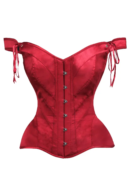 corset for casual styling-Lipstick Red Sleeved Corset