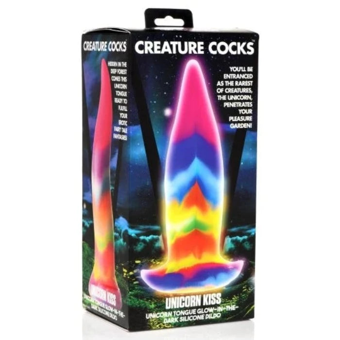 thick pink dildo-Creature Cocks ''Unicorn Kiss'' Tongue Glow-in-the-Dark Dildo