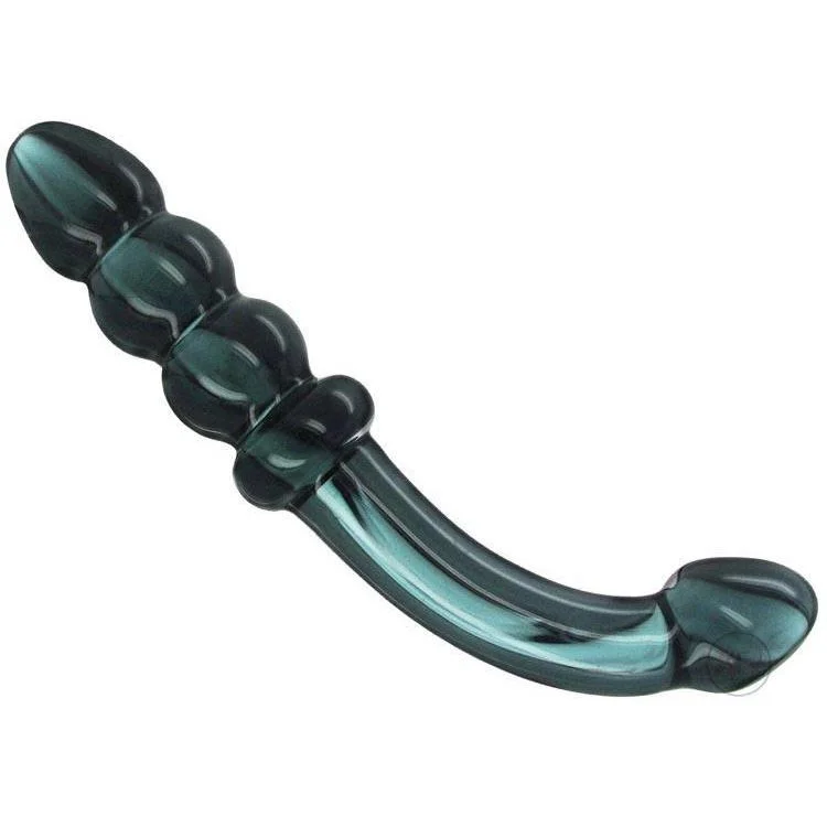 pink multi-speed dildo-Smoky Jade Curved Glass Dildo