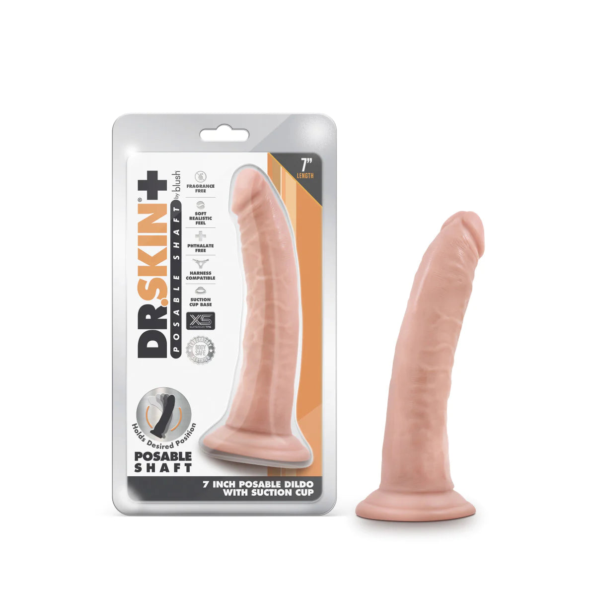 thin battery-powered dildo-Dr. Skin Plus Realistic Vanilla 7.5-Inch Long Dildo