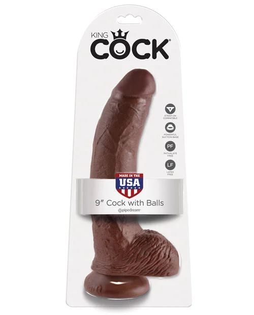 vibrating eco-friendly dildo-King Cock 9" Cock w/Balls - Brown