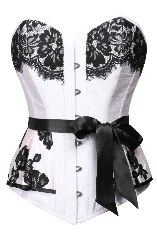 corset top white cotton-Prom Corset with Sash