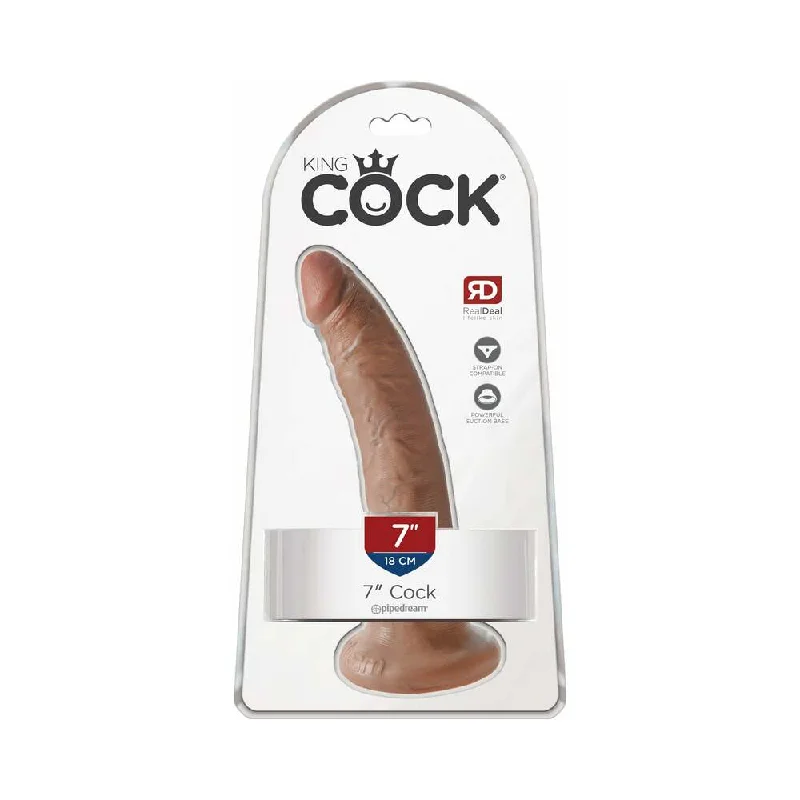 textured affordable dildo-King Cock 7 in. Cock Realistic Dildo With Suction Cup Tan