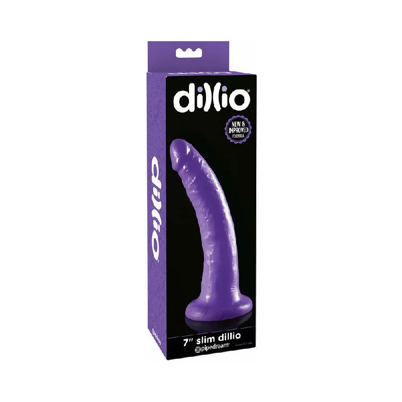 black mini dildo-Dillio 7 in. Slim Realistic Dildo With Suction Cup Purple