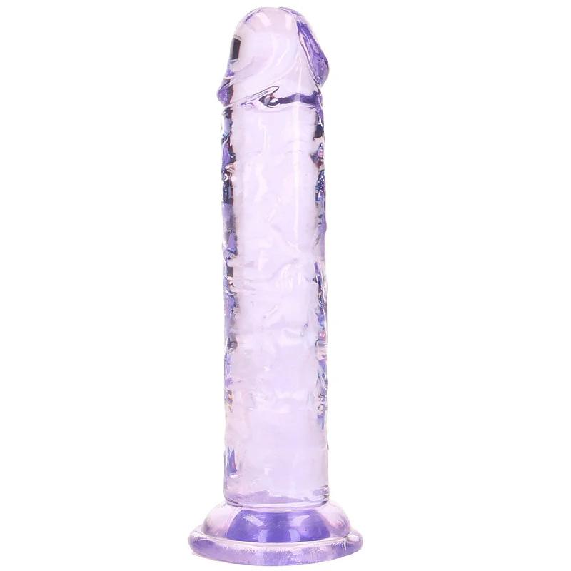 pink glass dildo-RealRock Crystal Clear Jelly 6 Inch Dildo in Purple