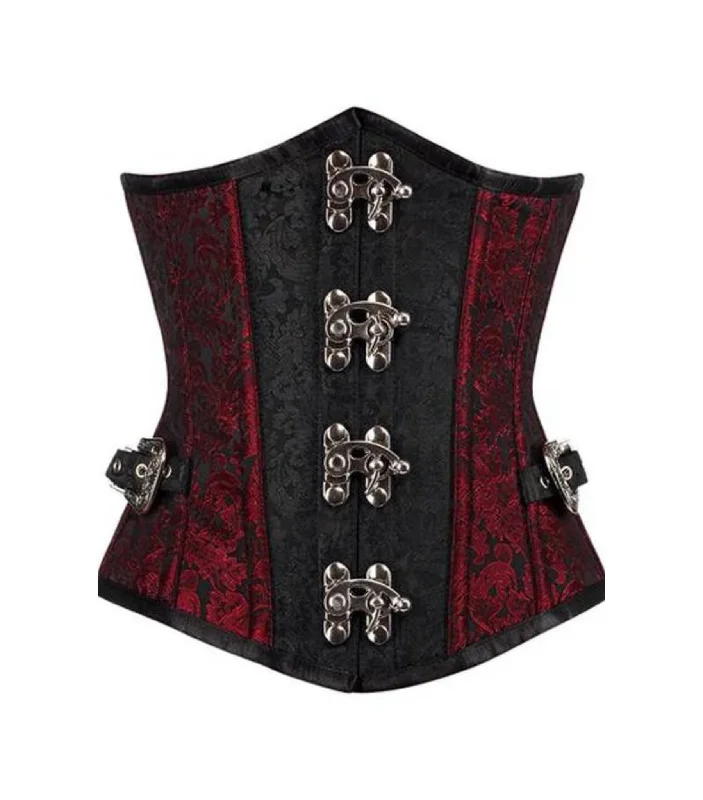 corset with back hooks-Gothic waist reducing underbust corset