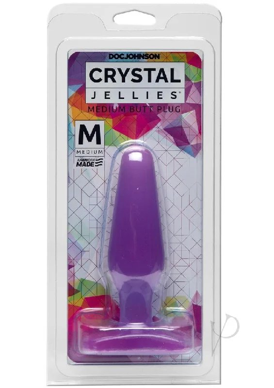 Anal toys for soft insertion-Crystal Jellies Butt Plug Med Purple