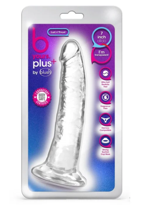 thin textured dildo-BYours+''Lust n`Thrust'' Dildo 7.5in –Clr