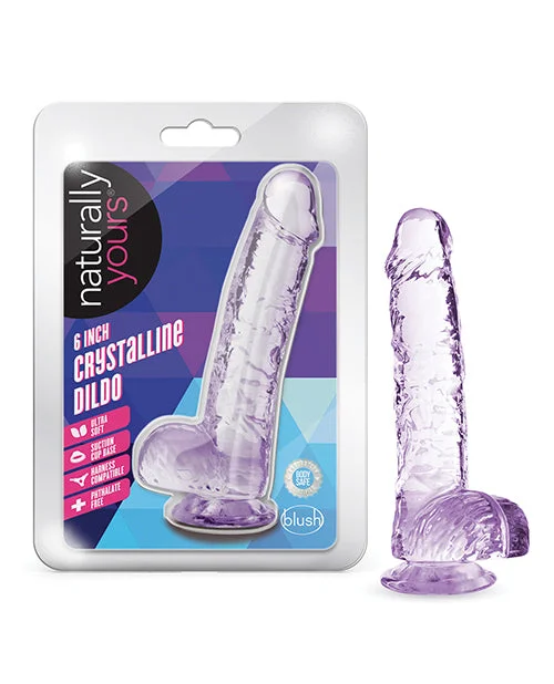 black suction cup dildo-Blush Naturally Yours 6" Crystalline Dildo - Amethyst