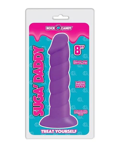 advanced rubber dildo-Rock Candy Suga Daddy 8" Silicone Dildo - Purple