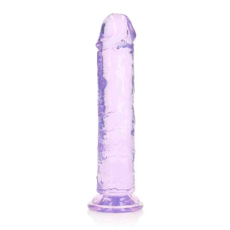 beginner metal dildo-RealRock Crystal Clear Straight 8 in. Dildo Without Balls Purple