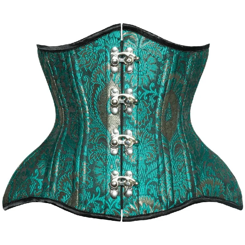 corset with tartan pattern-Alis Authentic Steel Boned Jacquard C-lock Underbust Waist Training Corset