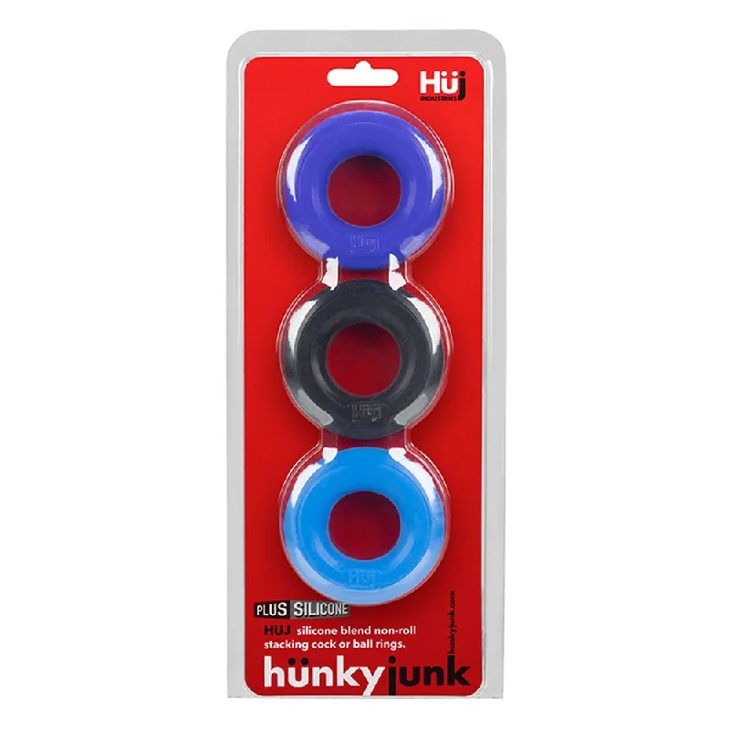 cock ring for solo fun-Hunkyjunk Stretchy Silicone C-Ring 3 Pack