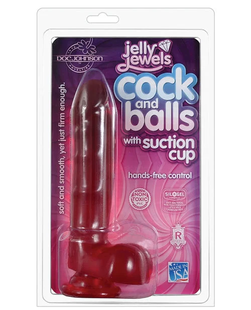 silicone thin dildo-Jelly Cock w/Suction Cup - Ruby