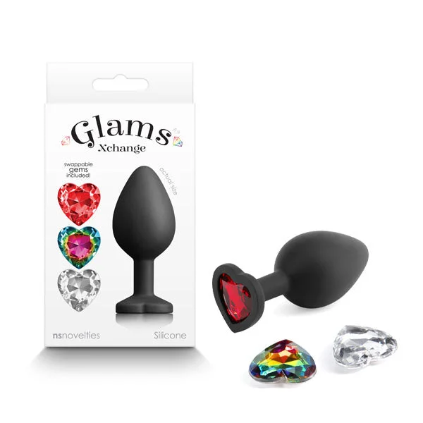 Anal toys with silky finish-Glams Xchange Heart Butt Plug - Medium