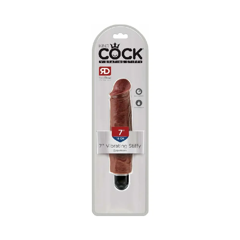 blue smooth dildo-King Cock 7 in. Vibrating Stiffy Realistic Dildo Brown