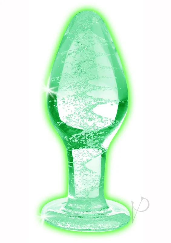 Anal toys with cool touch-Booty Sparks Glow Glass Plug Lg