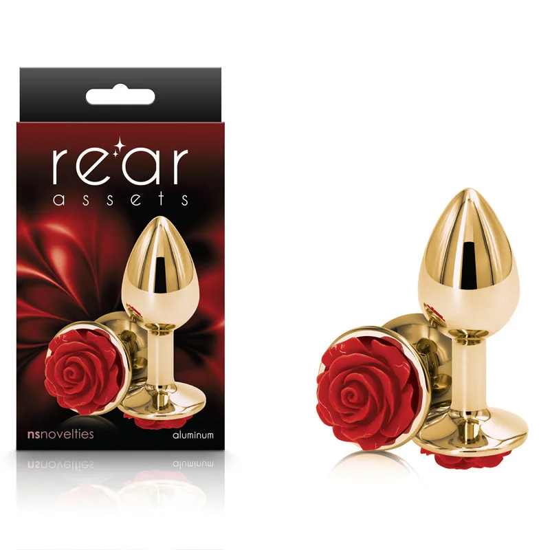 Anal toys with simple design-Rear Assets Butt Plug Small Rose Red