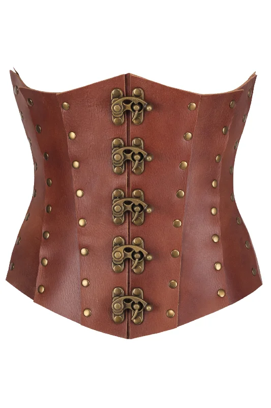 corset for bridal gown-Handmade Leather Underbust Corset – Premium Quality with Antique Brass Detailing