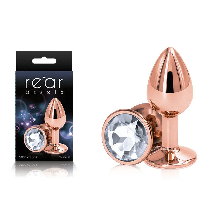 Anal toys for shower play-Rear Assets Rose Gold Small Butt Plug Clear