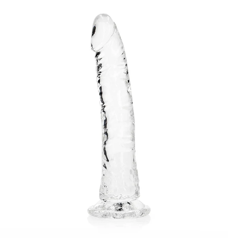 silicone rechargeable dildo-RealRock Crystal Clear Slim 8 in. Dildo Clear