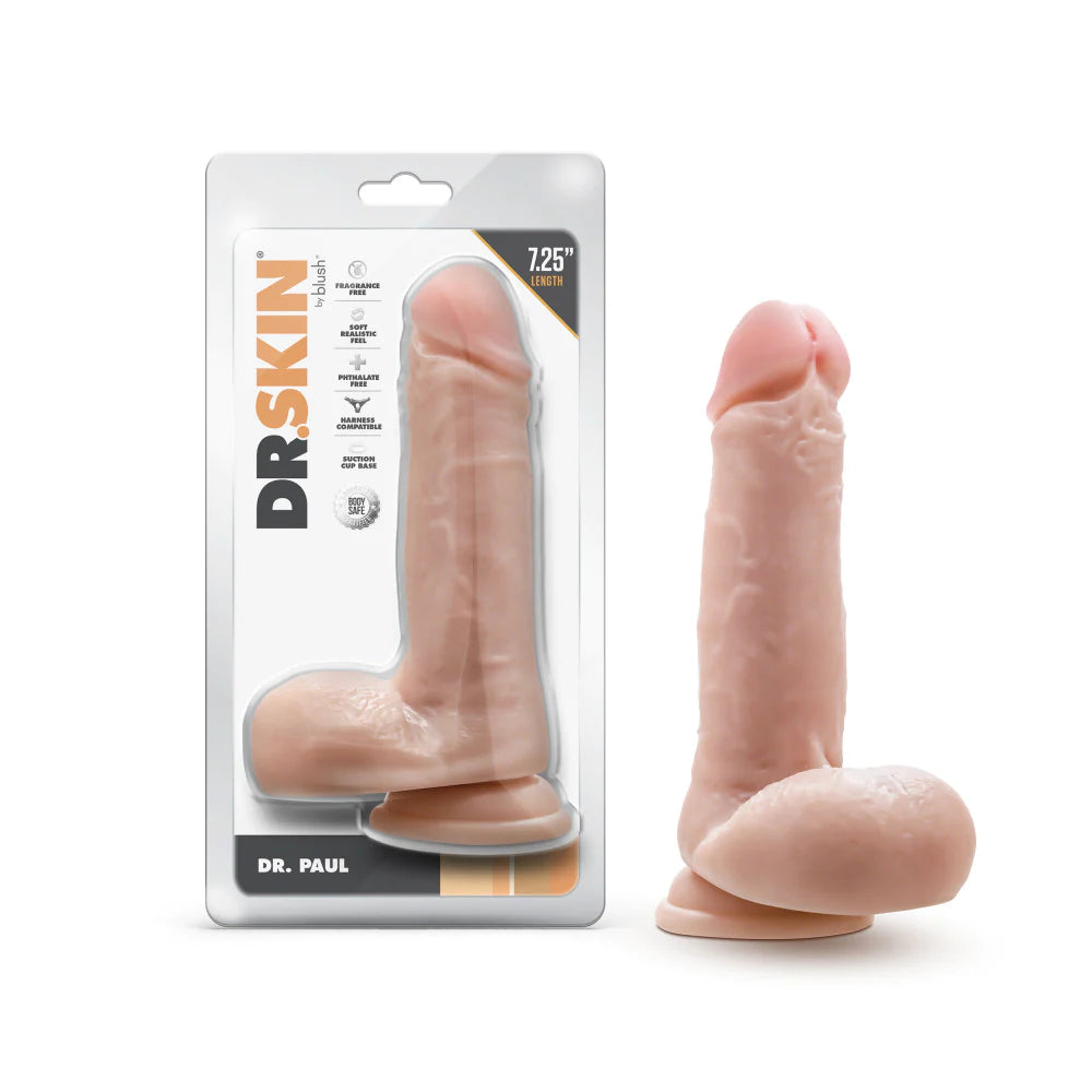 smooth mini dildo-Dr. Skin Dr. Paul 7.25 Inch Long Dildo - Vanilla