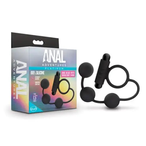 Anal toys with refined look-Blush Anal Adventures Platinum Silicone Anal Beads with Vibrating Cock Ring