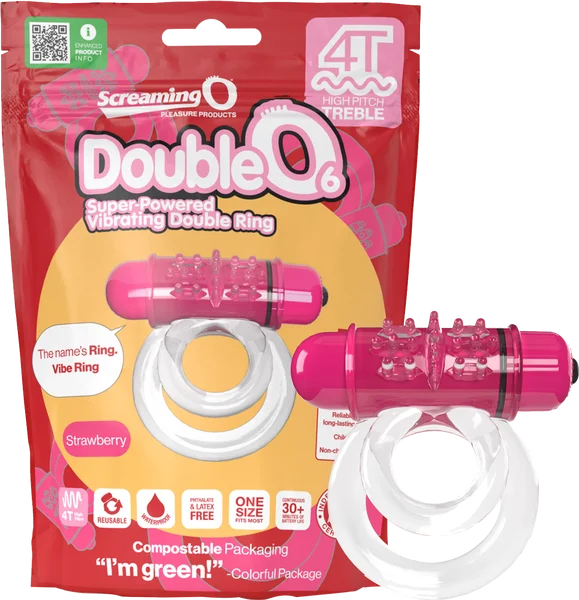 cock ring with solid quality-Double O 6 4T High Pitch Treble (Strawberry)