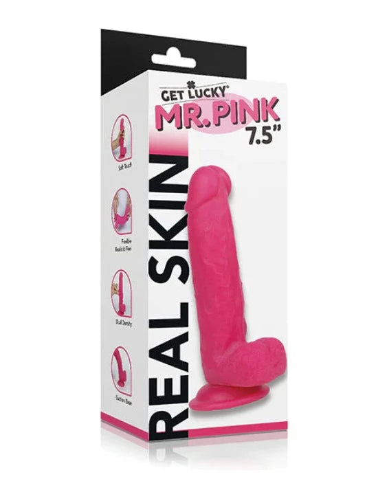 glass purple dildo-Get Lucky Mr. Pink 7.5" Dual Layer Dong