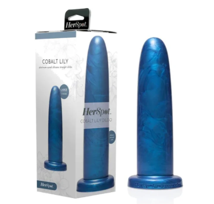 blue curved dildo-Cobalt ''Lily'' Dildo -Large