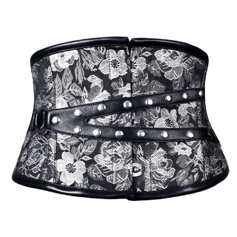 corset dress for evening wear-Talulla Gothic Black silver Corset belt