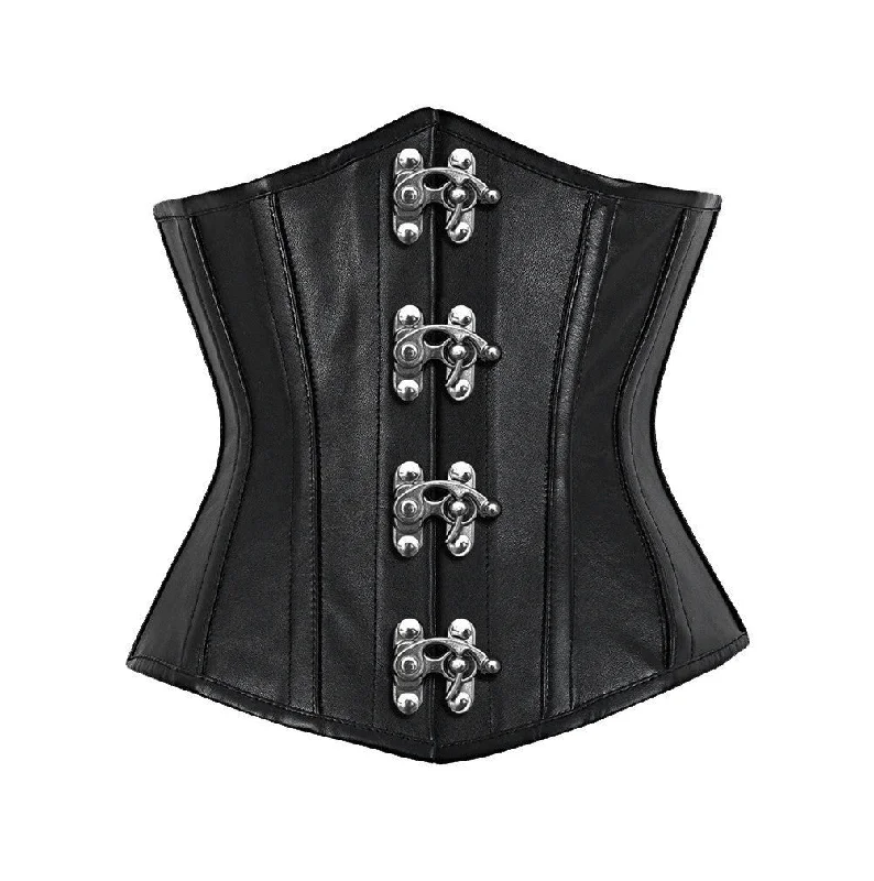 corset top with velvet bows-Genuine sheep nappa leather Steel Boned Waist Reducing Underbust Corset