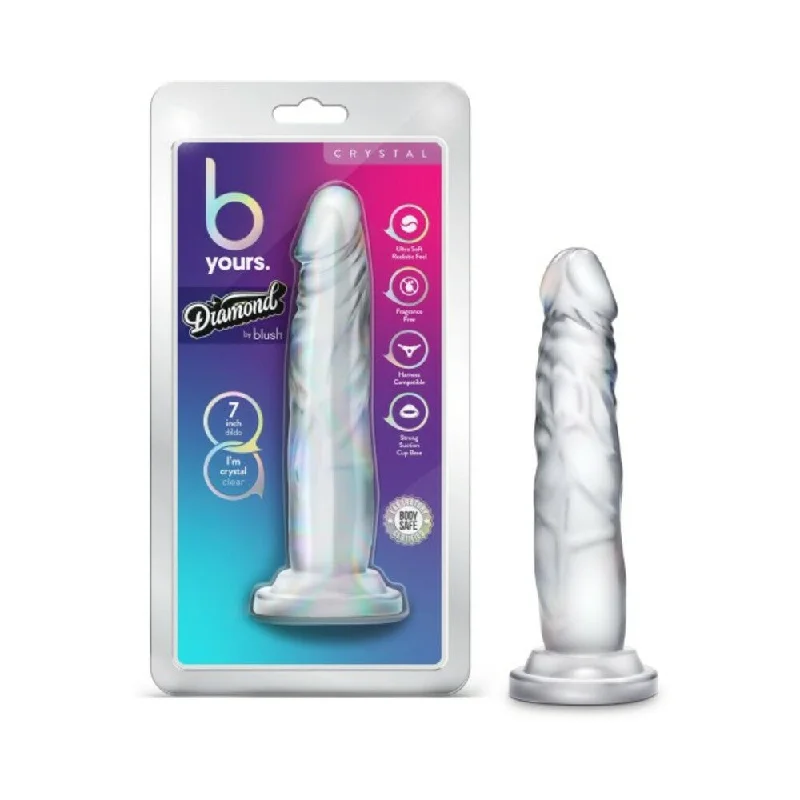 smooth curved dildo-B Yours Diamond Crystal 7 in. Dildo Clear