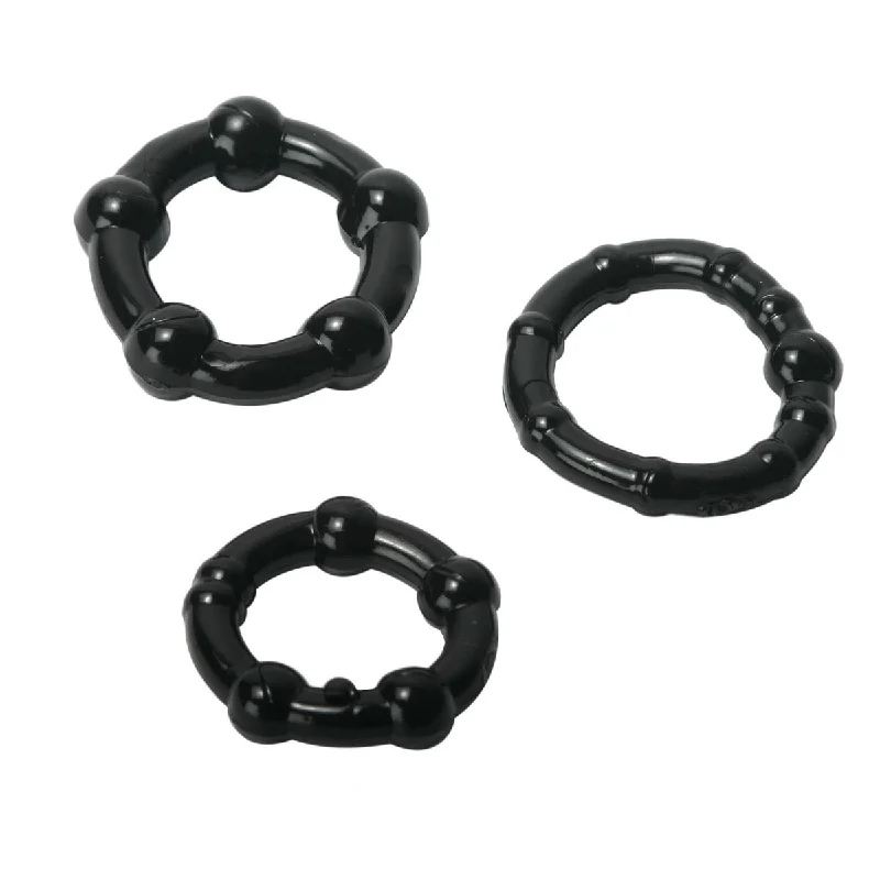 cock ring for partner vibes-Trinity For Men Cock Ring 3 Pack TPR Black